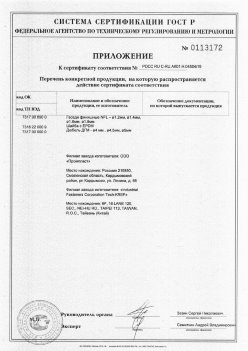 2019.11.16 Тутаев - Приложение к сертификату Изделия крепежные из металла, торговая марка Tech-KREP. Серийный выпуск